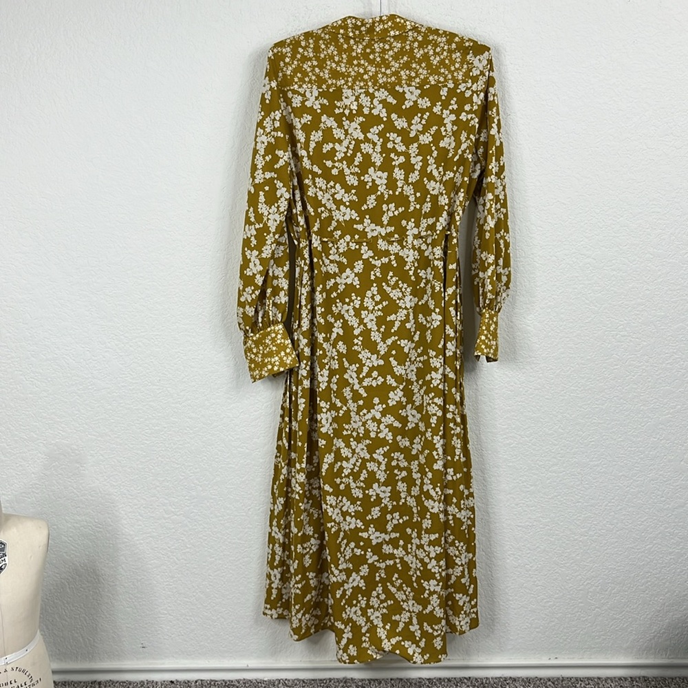 French Connection Bruna Light Mid Floral Midi Shirt Dress Yellow - Picture 10 of 15